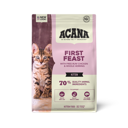 Acana First Feast dry cat food for kittens with 70% free run chicken and whole prey ingredients