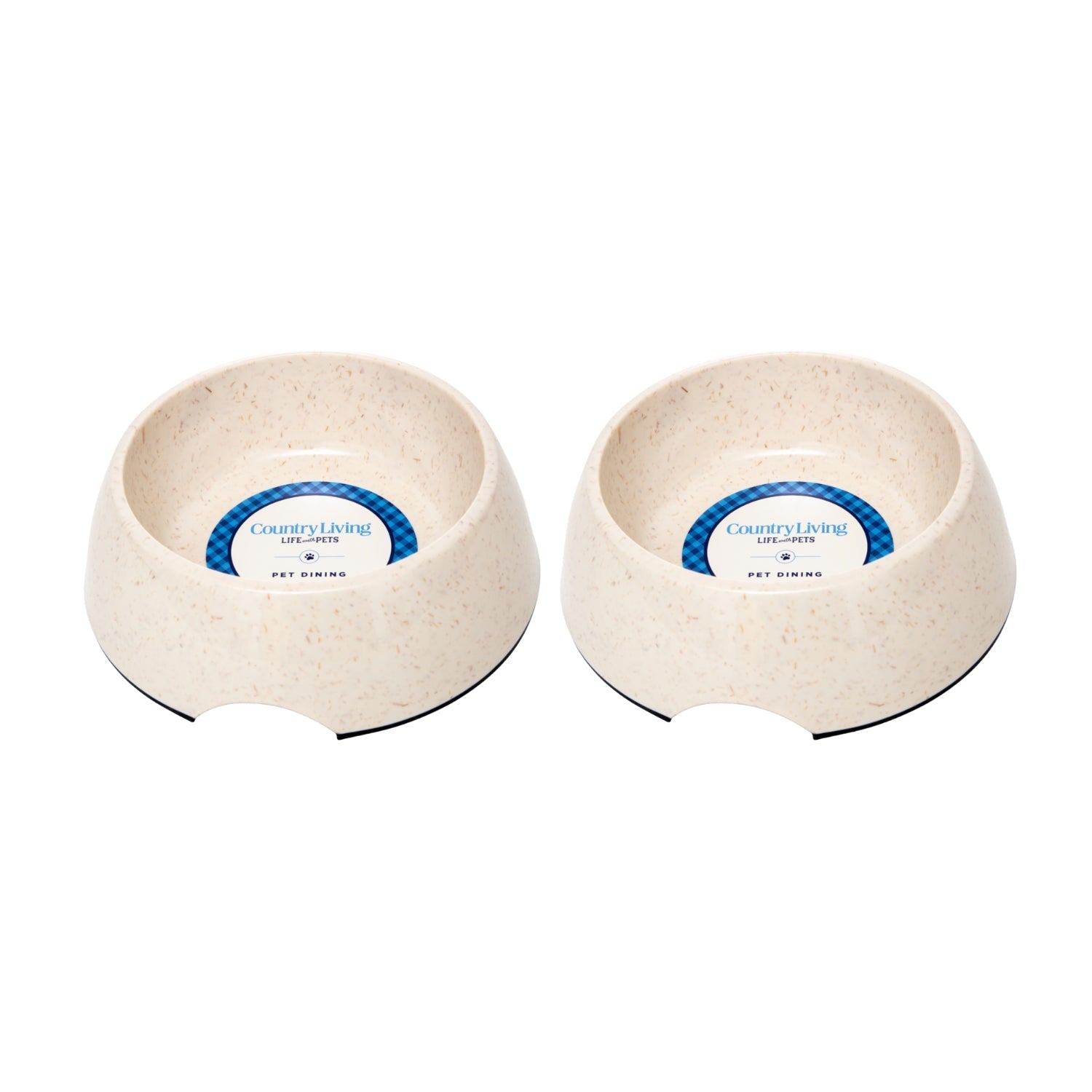 Set of two natural fiber dog bowls made from bamboo for eco-friendly pet feeding