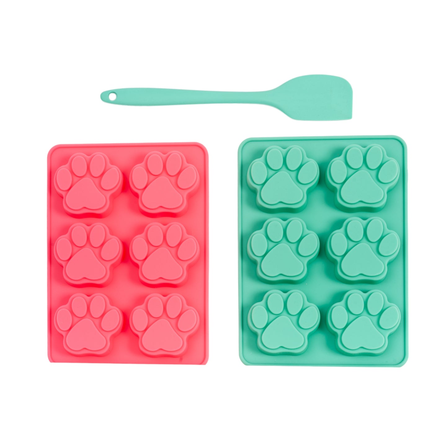Country Living 3-Piece Silicone Baking Kit – Includes 2 Baking Trays (6-Cavity Paw Print Mold) & Spatula – for Homemade Dog Treats, Candy, Chocolate, and Ice Cubes