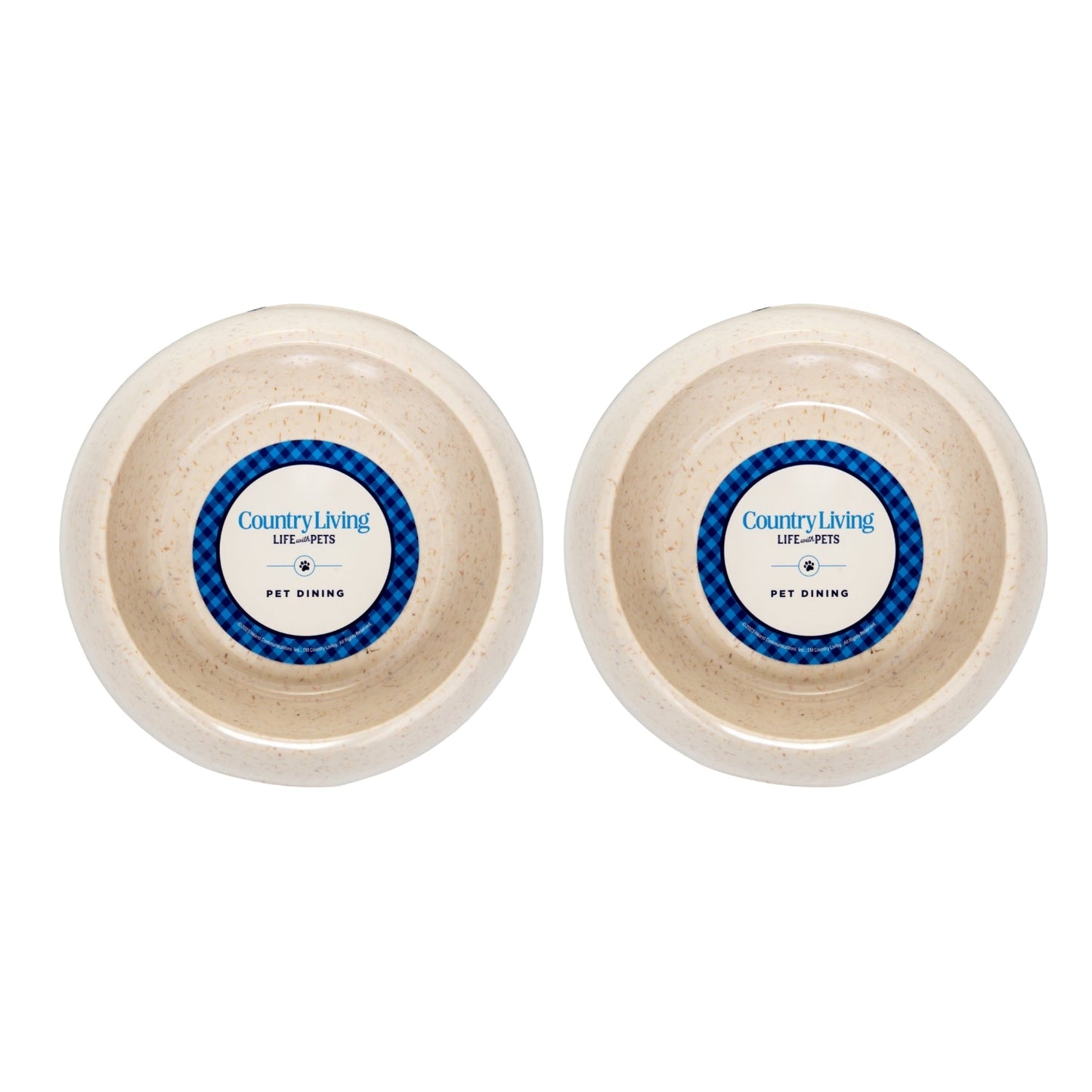 Country Living Set of 2 Natural Fiber Dog Bowls – White Swan