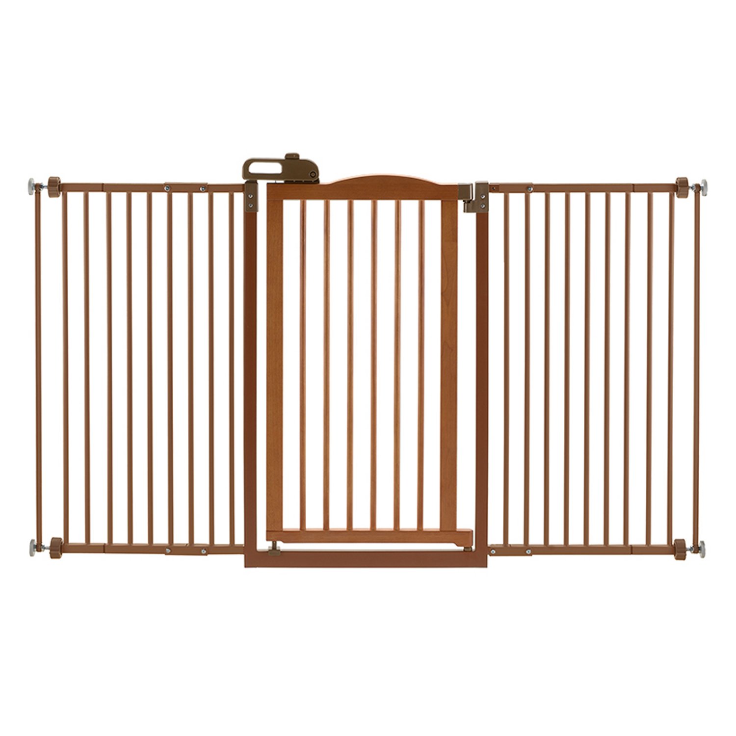 Tall One-Touch Gate II Wide in Brown PawCounter.com