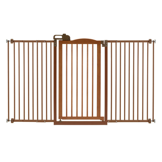 Tall One-Touch Gate II Wide in Brown PawCounter.com