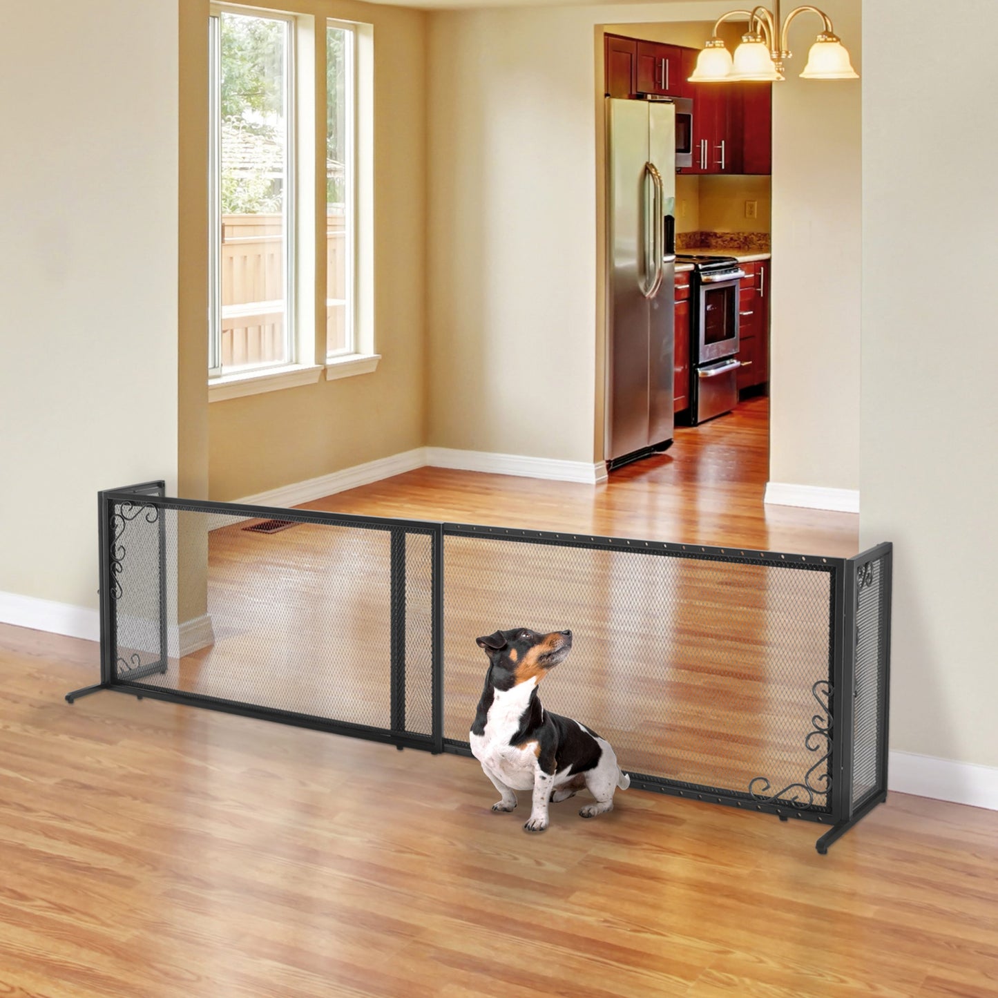 Richell Large Freestanding Metal Mesh Pet Gate in Antique Bronze PawCounter.com