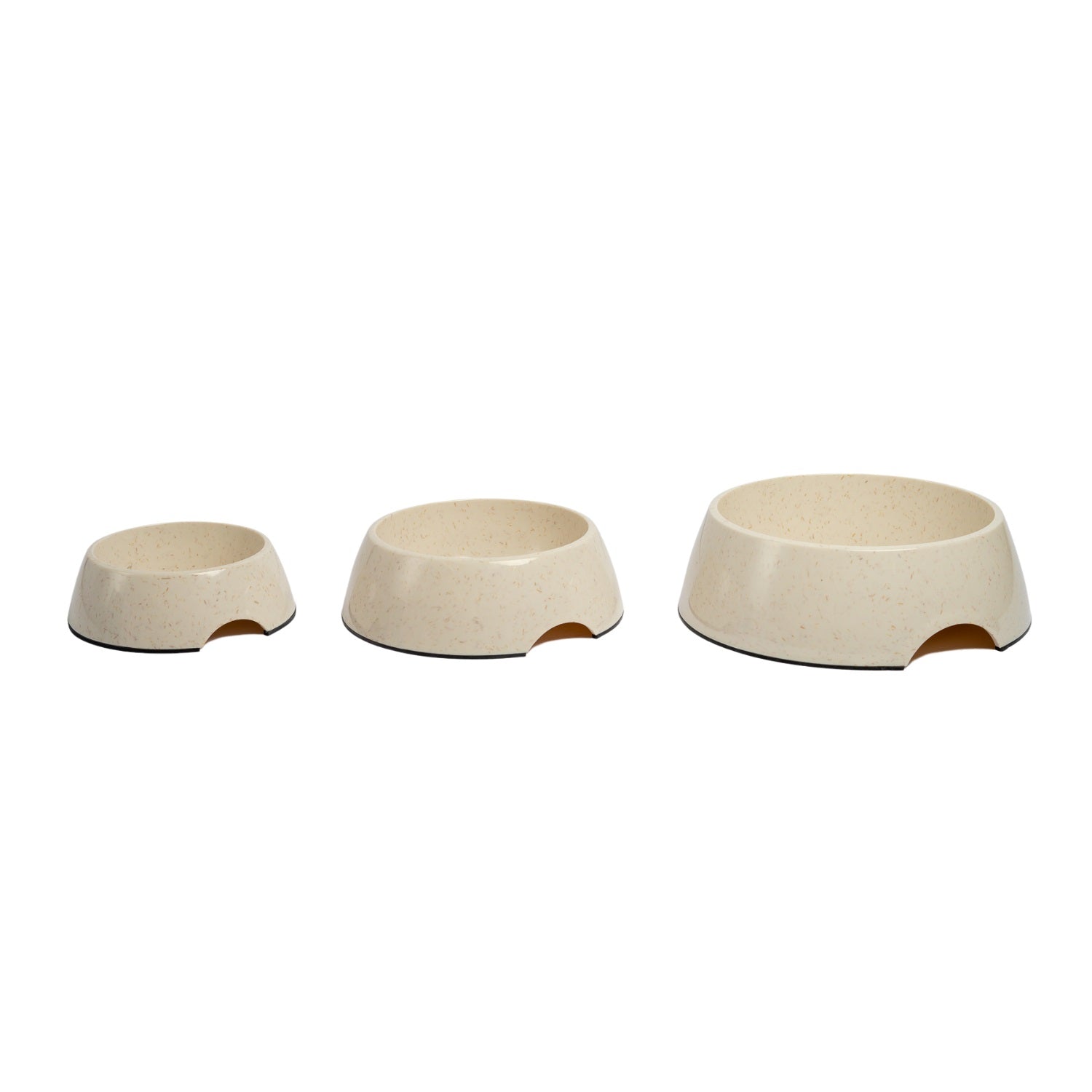 Set of three natural fiber dog bowls made from bamboo, eco-friendly and stylish for pets