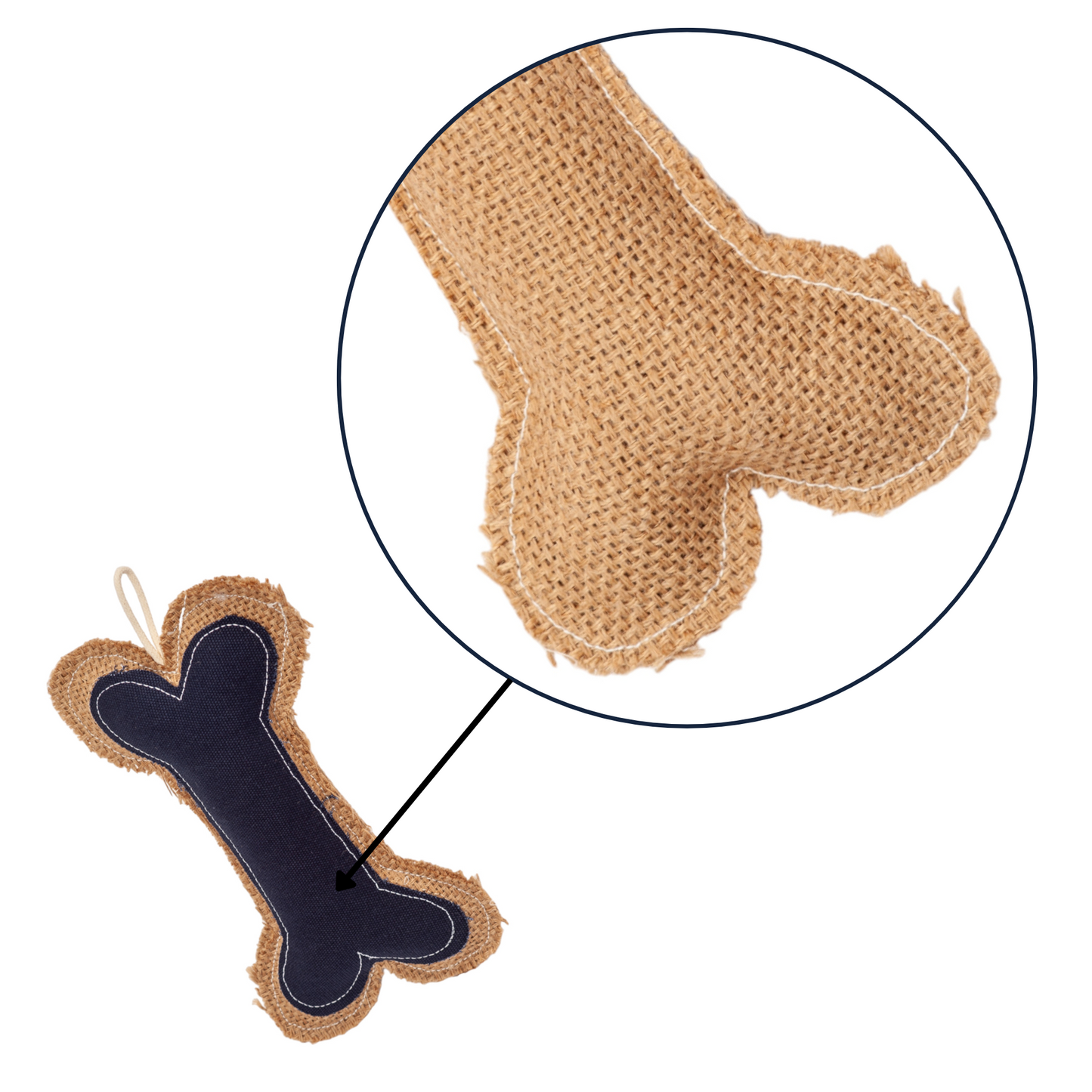 Country Living Jean Leather-Jute Bone Pillow Dog Chew Toy – Durable, Safe and Non-Toxic