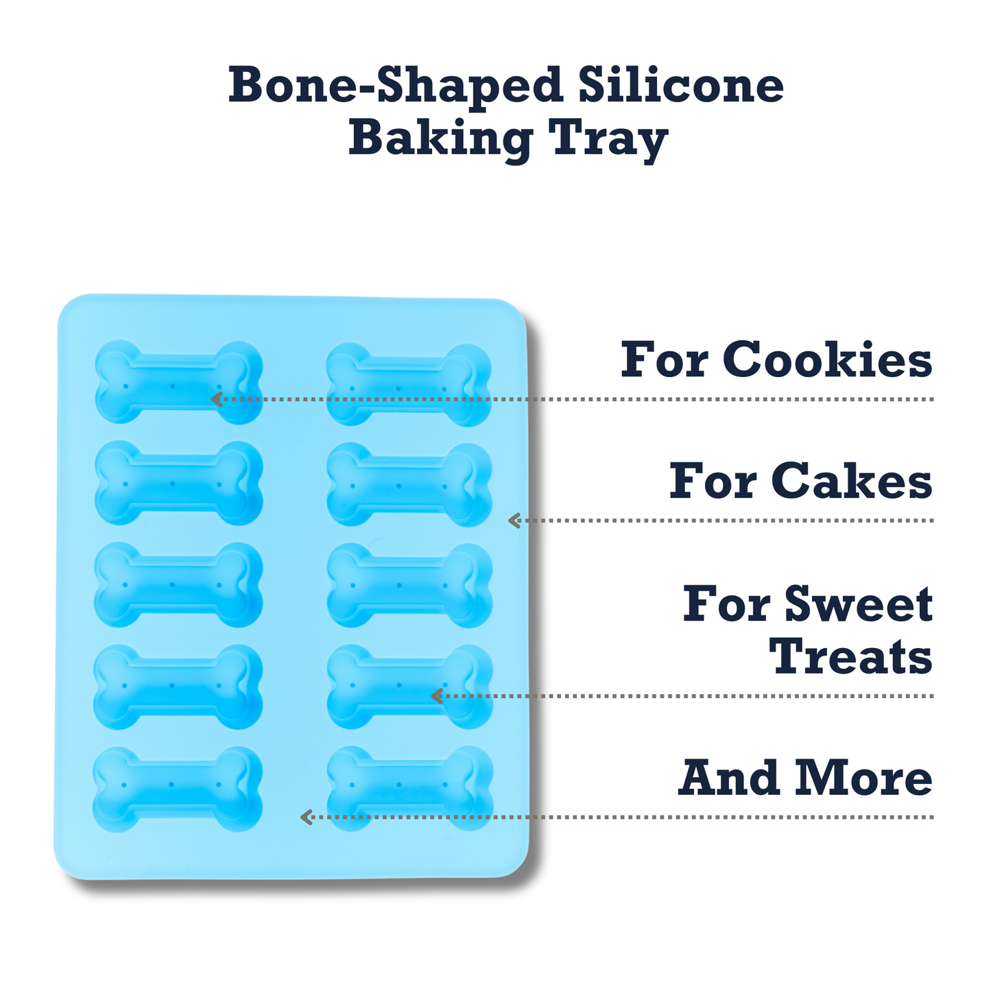 Country Living Bone-Shaped Silicone Baking Tray (10-Cavity Mold) – for Homemade Dog Treats, Candy, Cookies, Chocolate, and Ice Cubes