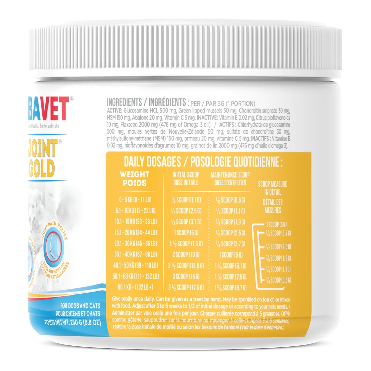 UBAVET Joint Gold Joint Care Powder for Dogs & Cats – 8.8 oz (250g)