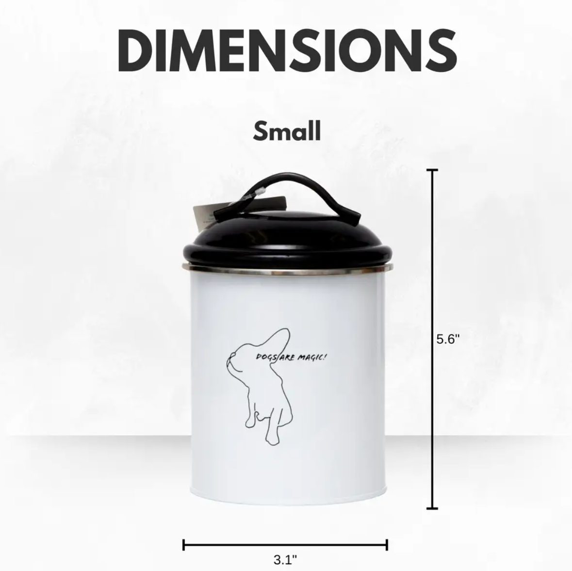 Small white pet treat storage canisters with a bunny design and lid for fresh treats