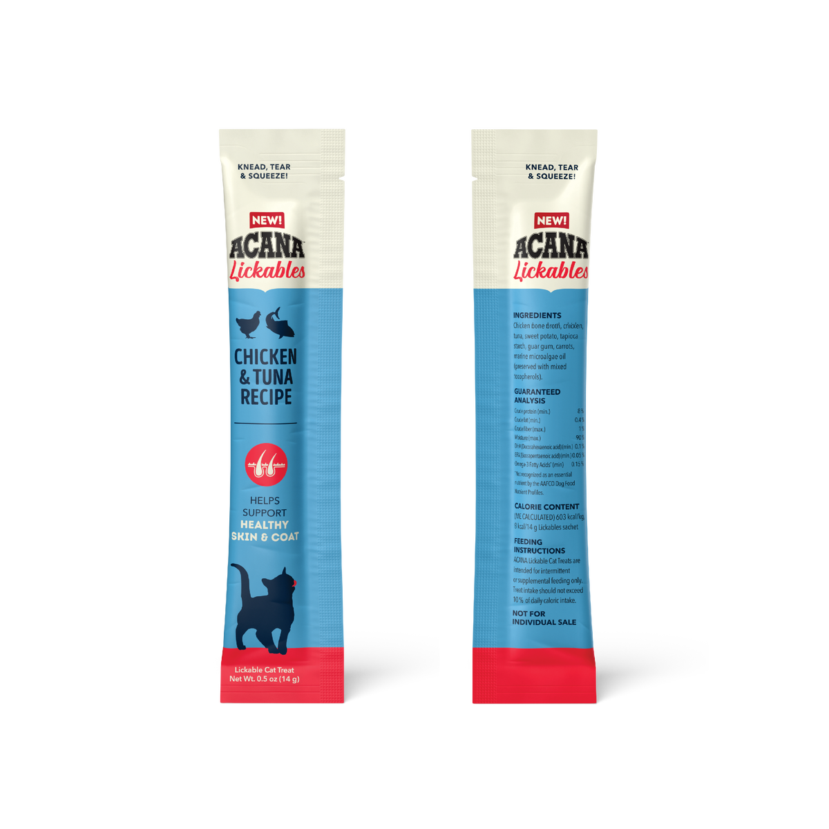 Acana cat lickables treats chicken and tuna recipe for healthy skin and coat by The Family Pet