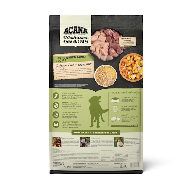 Acana large breed dog food dry dog food bag by The Family Pet with wholesome grains and large breed adult recipe