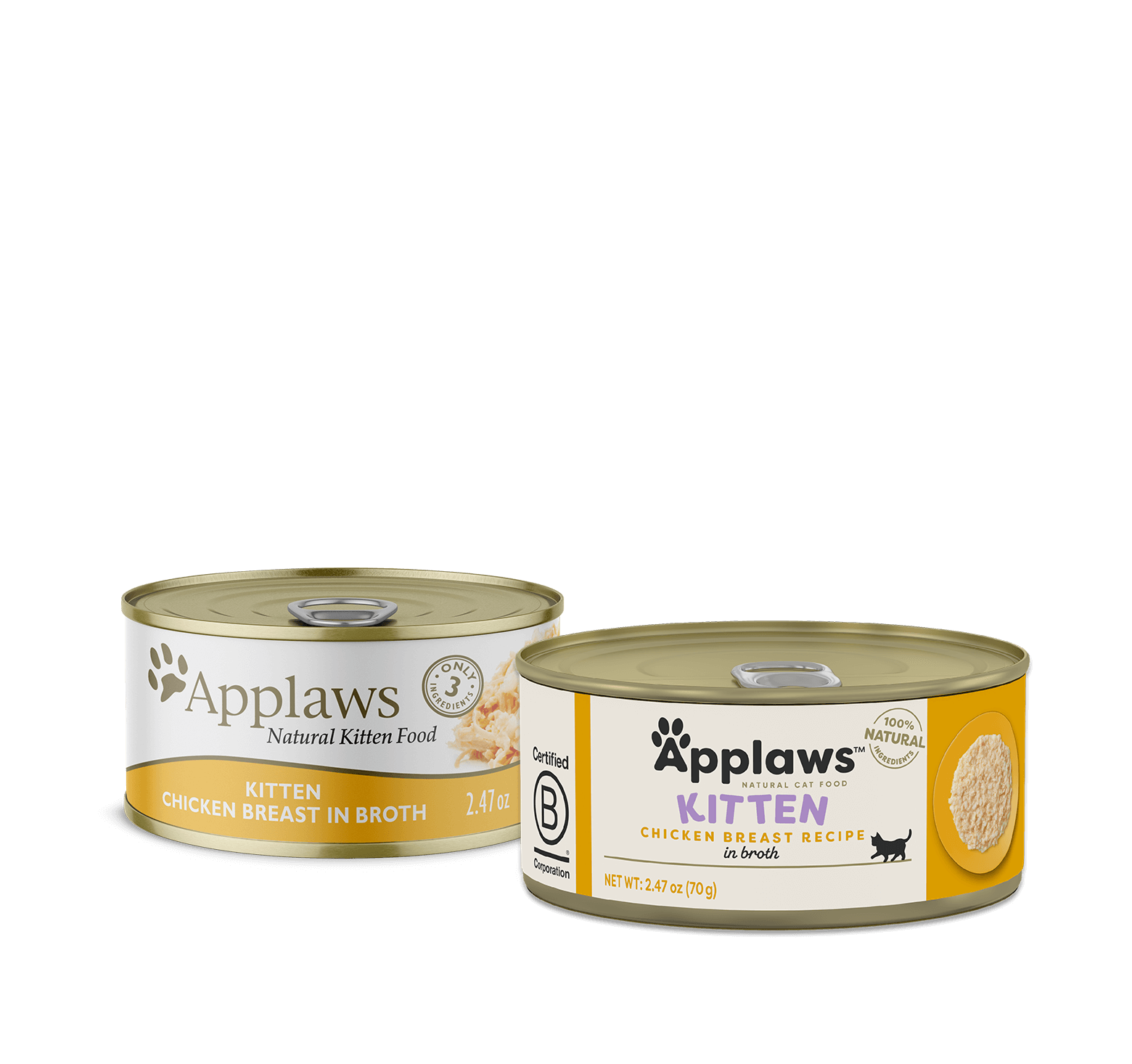Applaws kitten wet food chicken breast in broth cans by The Family Pet natural recipe