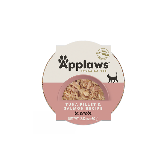 Applaws tuna salmon wet cat food tuna fillet and salmon recipe in broth 2.12 oz can