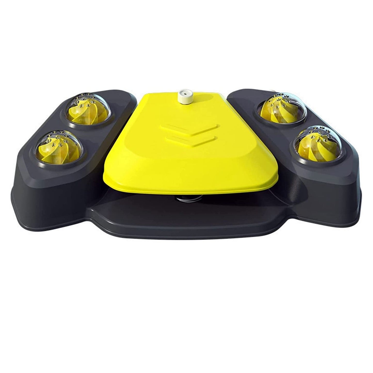 PawCounter.com automatic dog water fountain with yellow and black design and multiple water dispensers