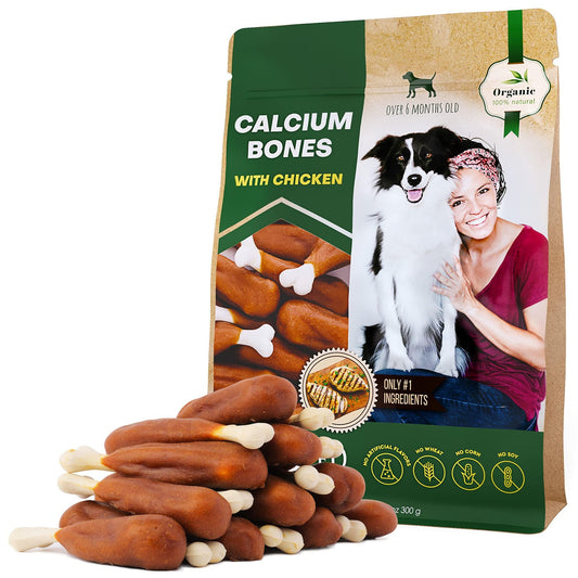 PawCounter.com dog calcium bones with chicken treats for dogs over six months old in resealable bag