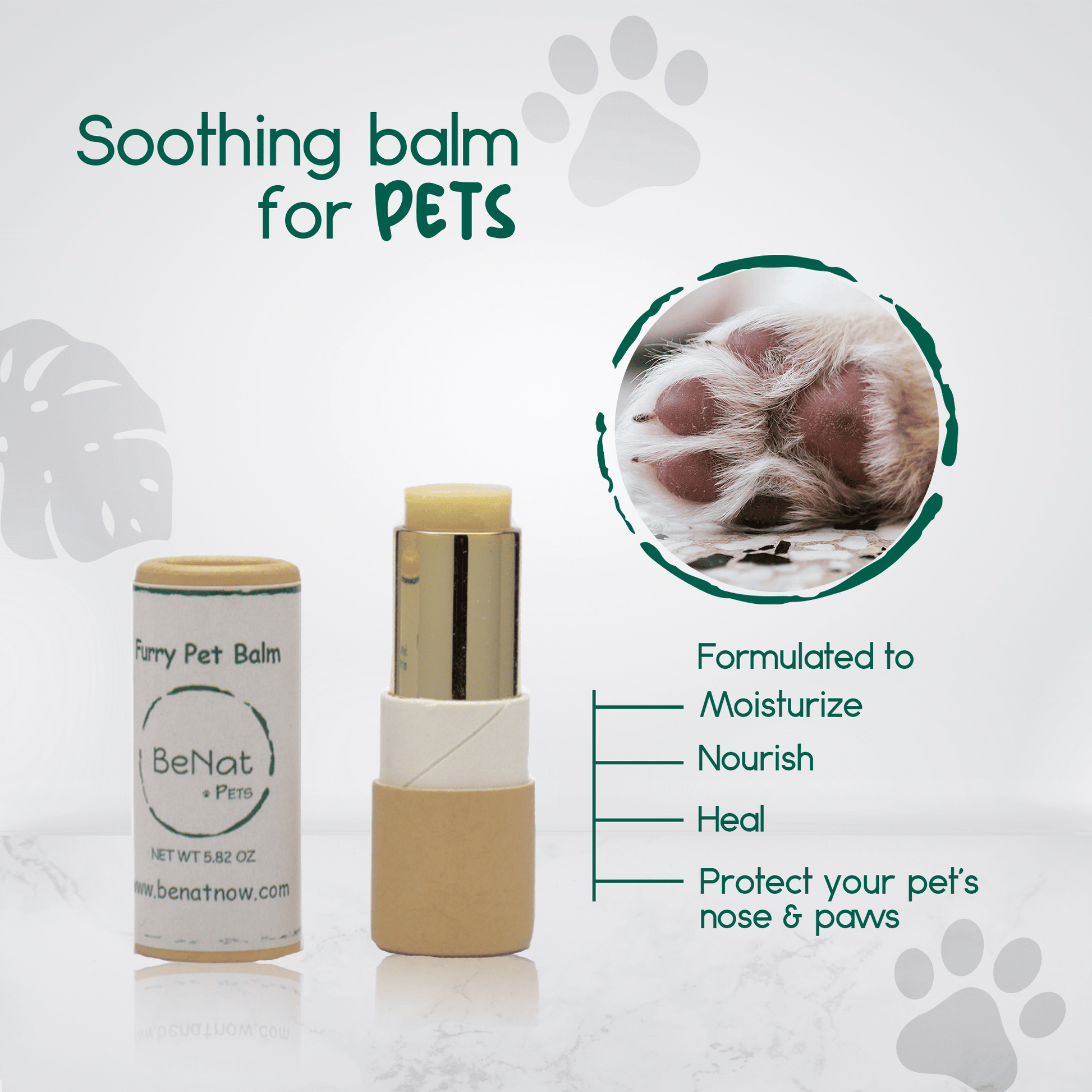 Pet grooming bundle featuring soothing balm for pets to moisturize nourish and heal paws and nose