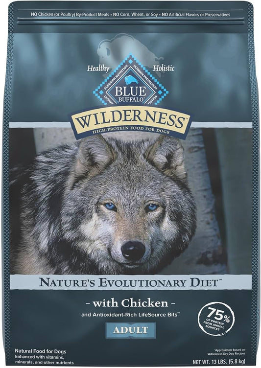 Blue Buffalo Wilderness dog food adult dry food with chicken high-protein natural diet for dogs