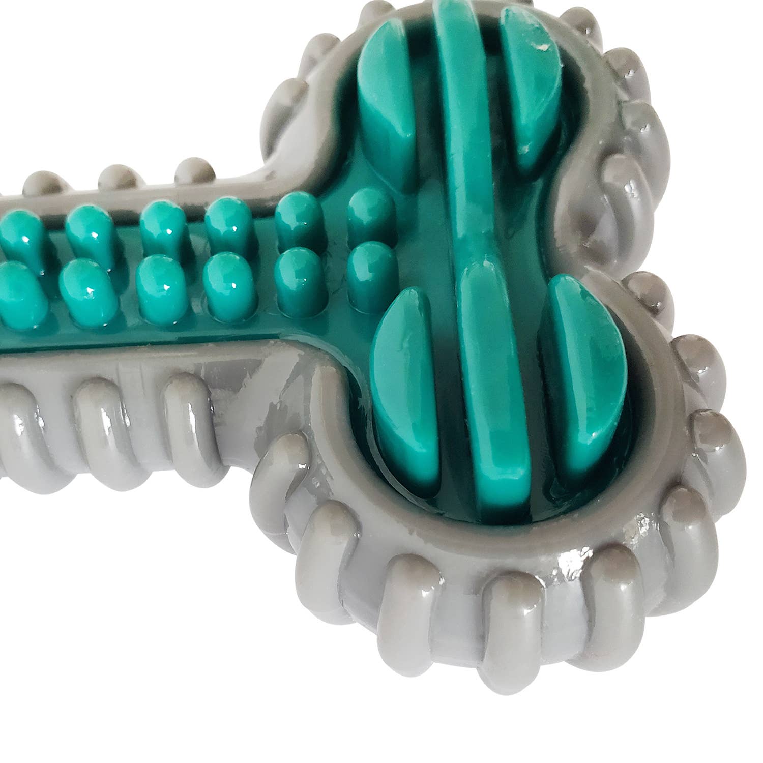 American Pet Supplies dental bone chew toy for dogs in gray and teal with textured surface