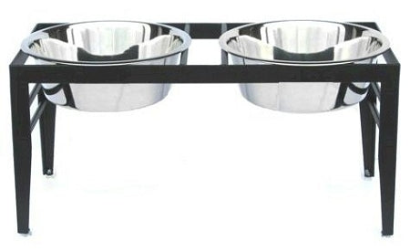 Chariot Double Elevated Dog Bowl - Medium/Black PawCounter.com