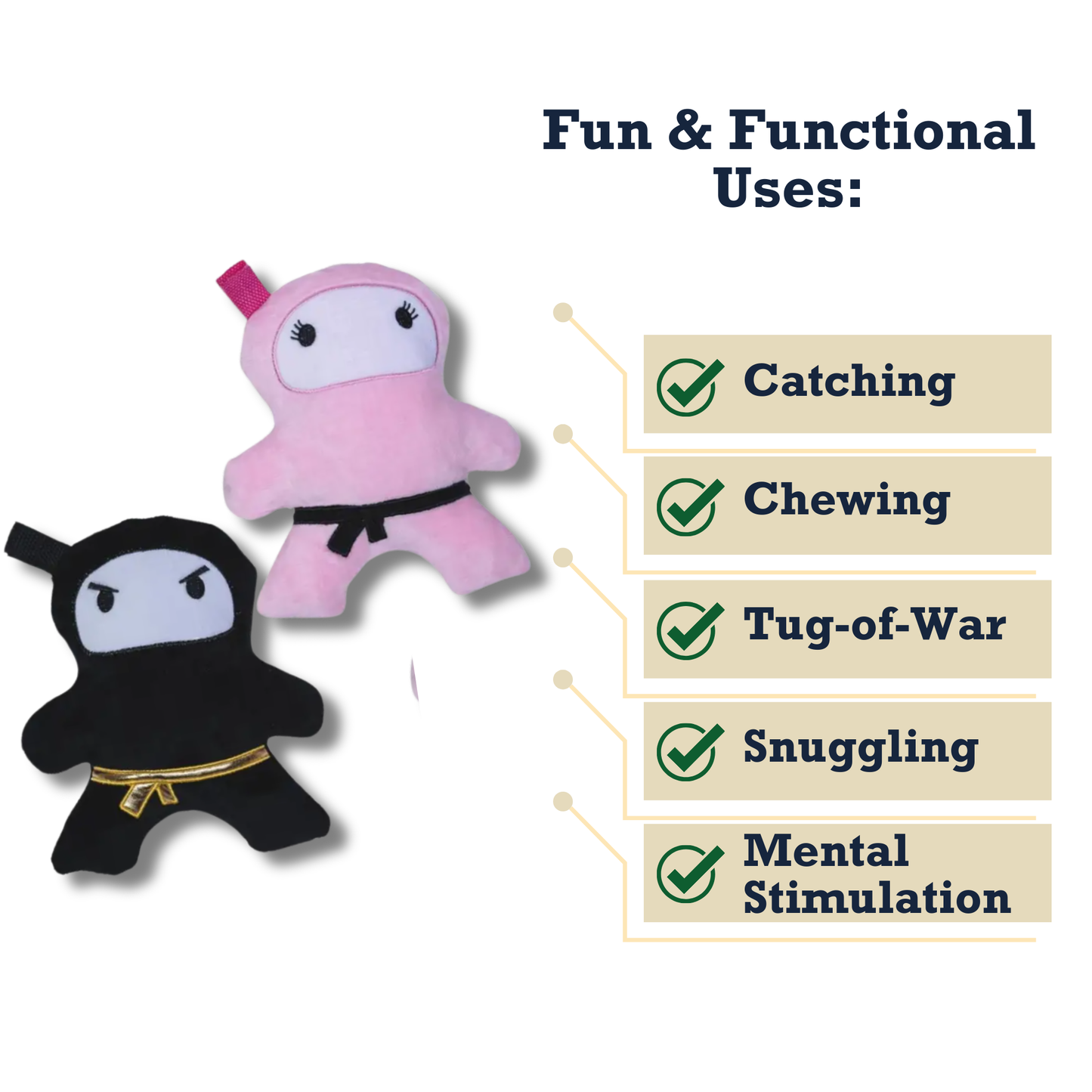 American Pet Supplies yeti plush dog toy set with black and pink ninja plush chew toys