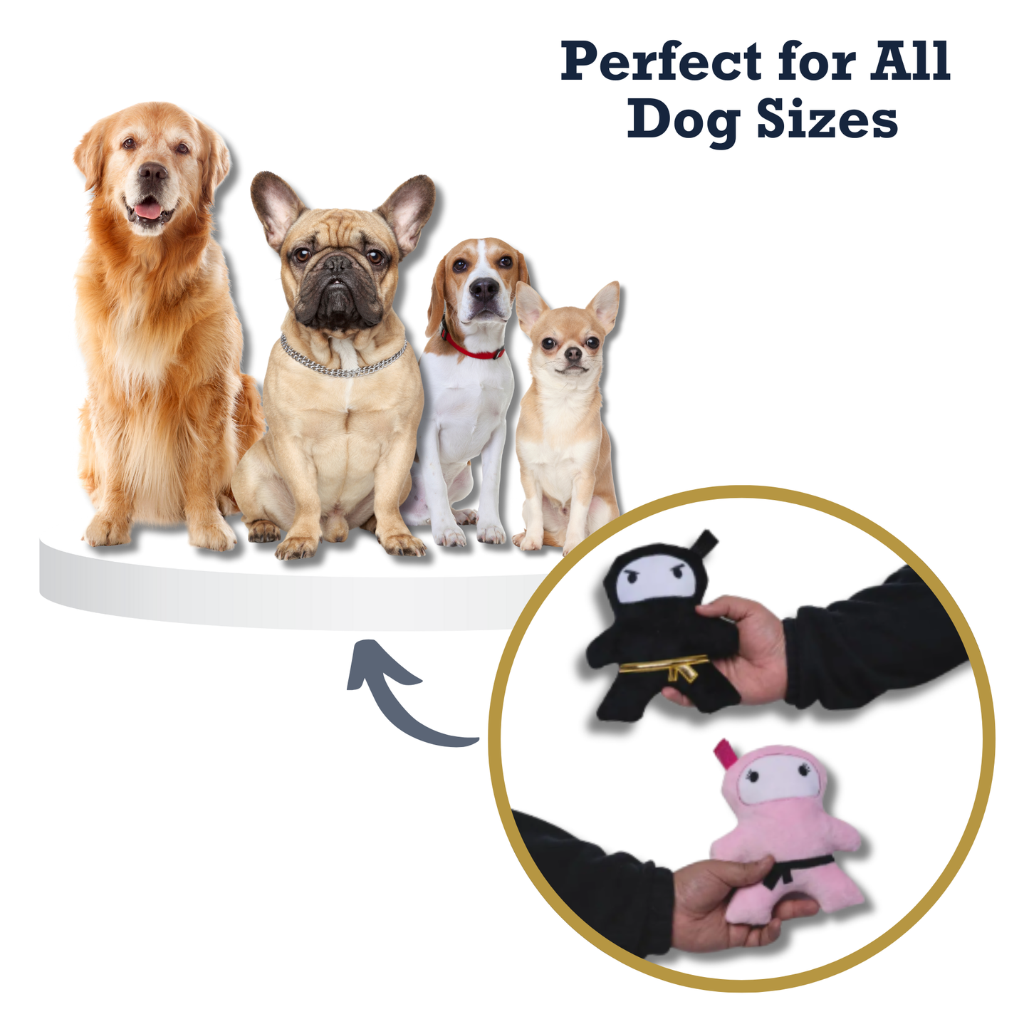 Yeti plush dog toy set by American Pet Supplies with black and pink ninja plush toys perfect for all dog sizes
