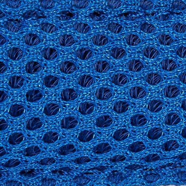 Close-up view of blue breathable fabric used in comfortable mesh dog leash for durability and comfort