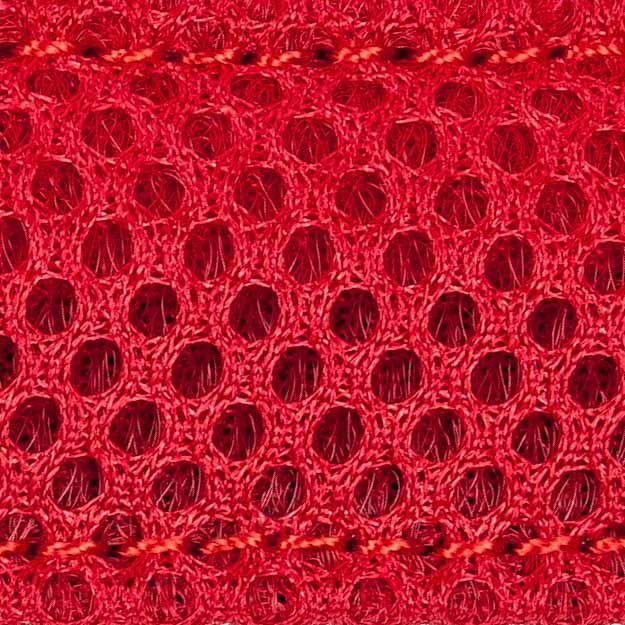 Close-up of red breathable fabric mesh for comfortable mesh dog leash by PawCounter.com