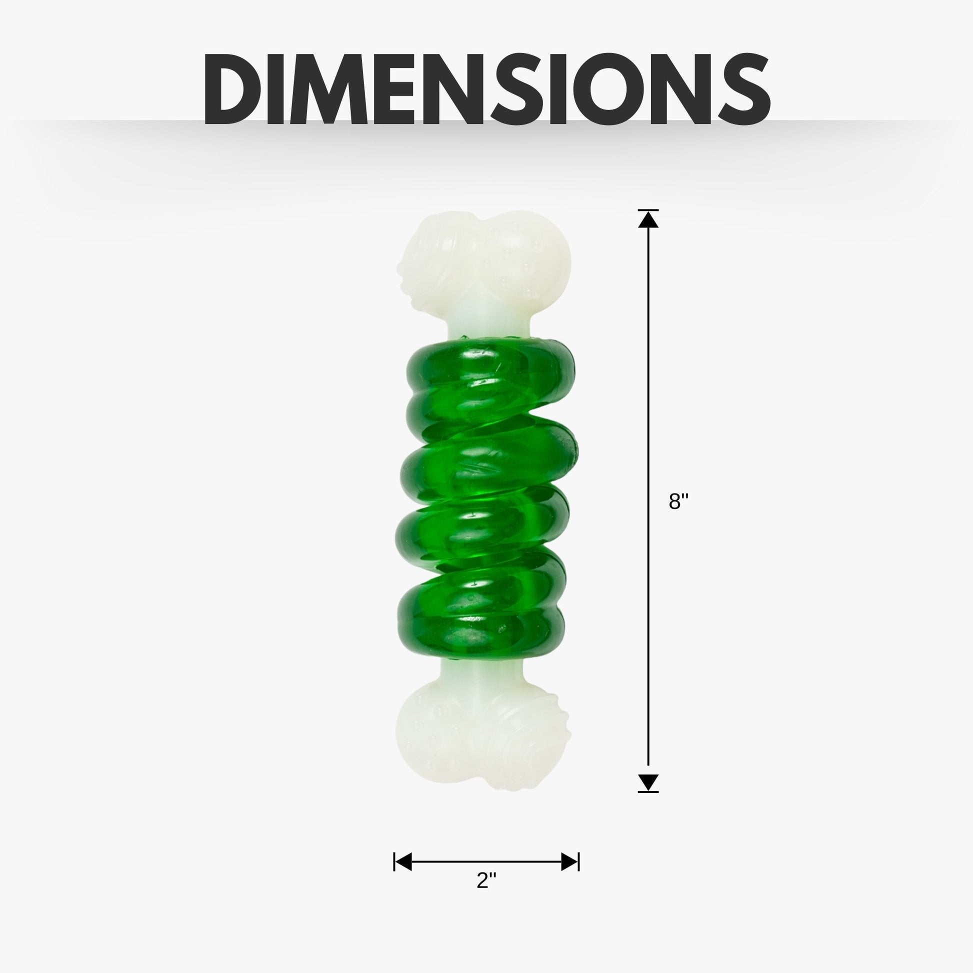 American Pet Supplies dog chew toy with bulged balls featuring a green and white design, 8 inches tall