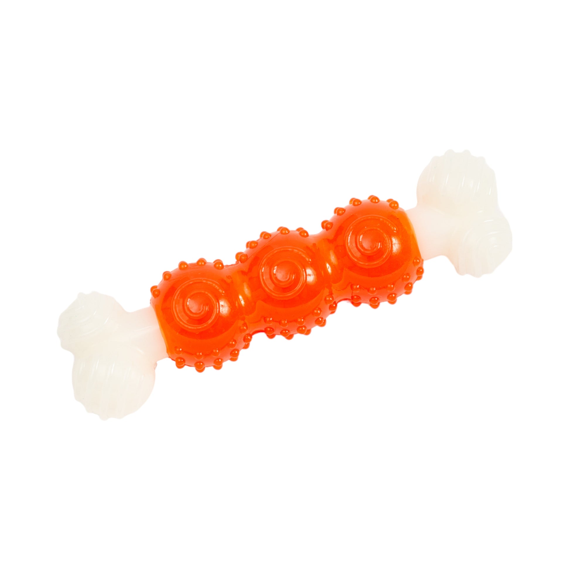 Interactive dog chew toy with bulged balls for engaging chewing and dental health