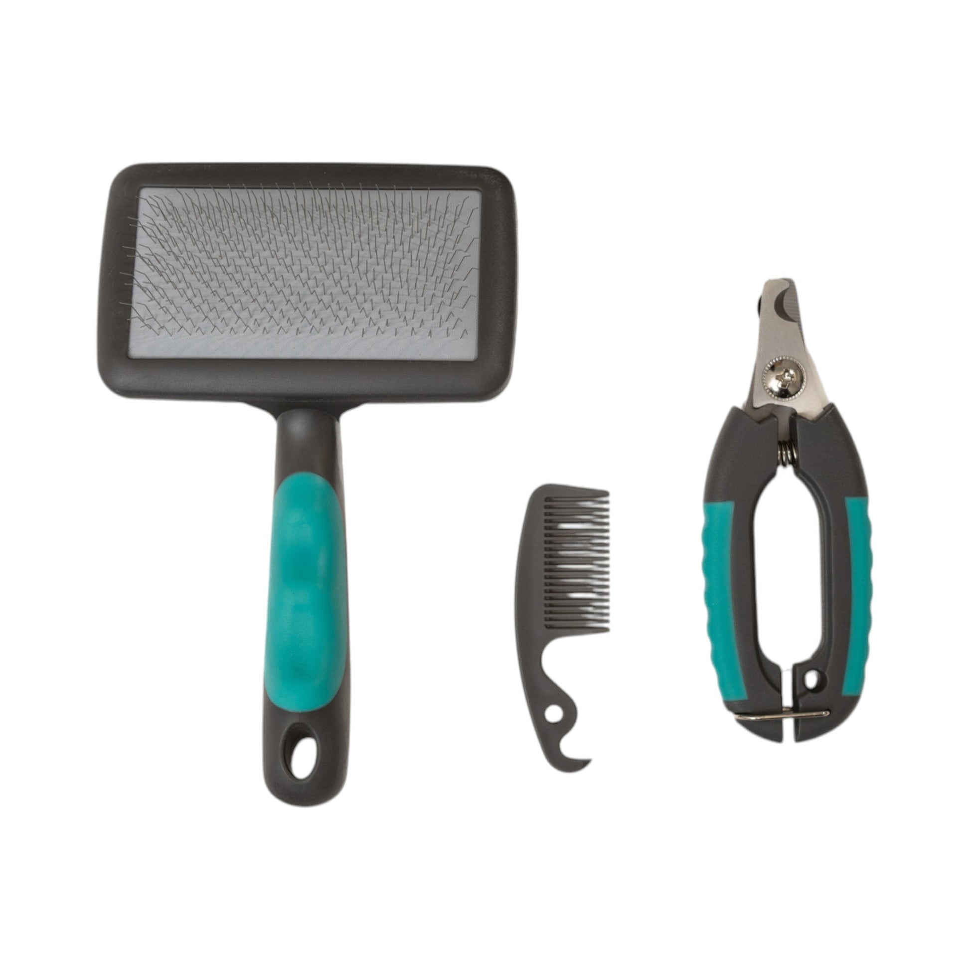 American Pet Supplies dog grooming kit with slicker brush, small comb, and nail clippers