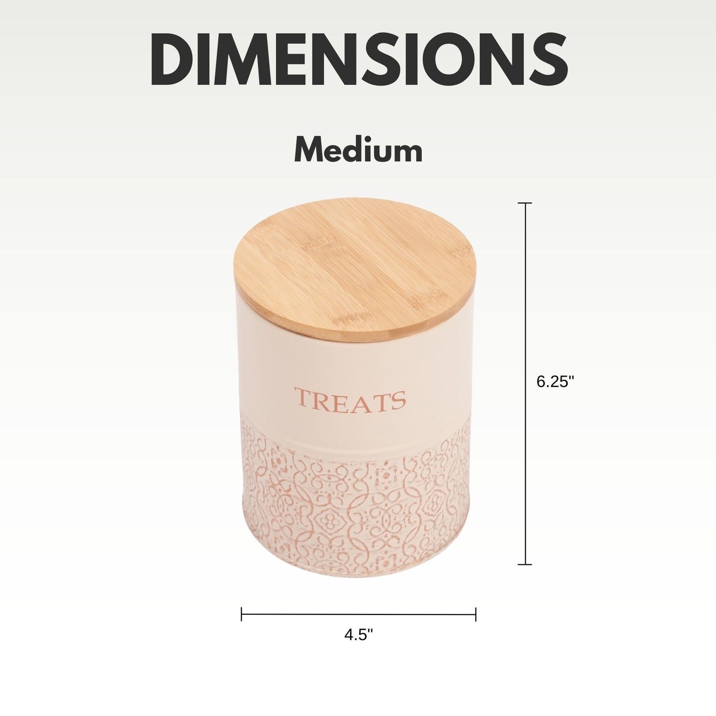 Medium size American Pet Supplies treat jar dog treat storage canisters with decorative pattern and bamboo lid