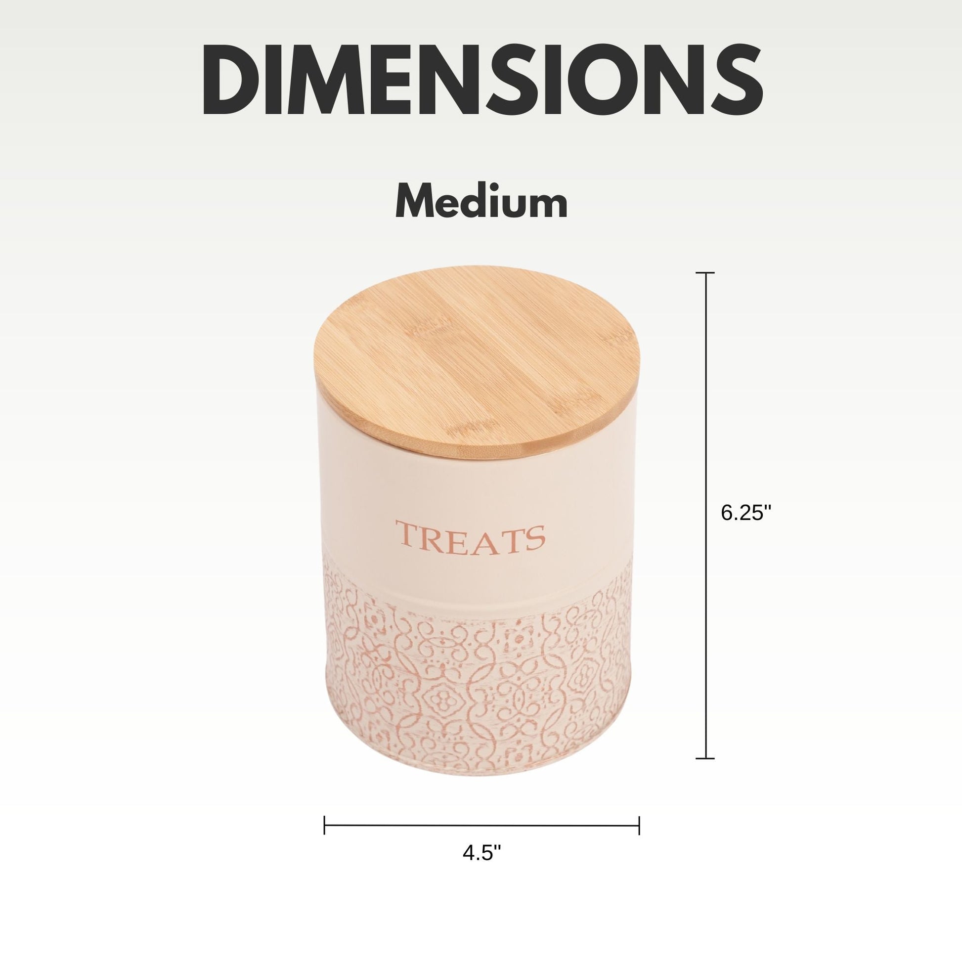 Medium size American Pet Supplies treat jar dog treat storage canisters with decorative pattern and bamboo lid