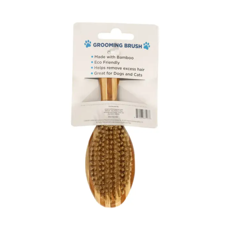 American Pet Supplies dual sided dog brush made with bamboo for grooming dogs and cats