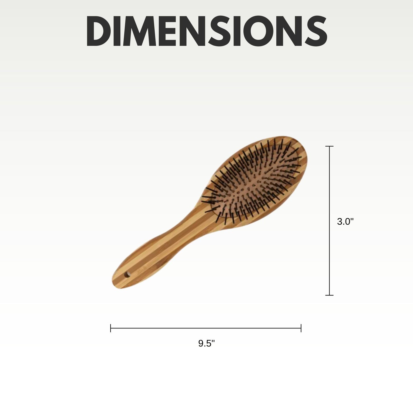 American Pet Supplies dual sided dog brush with wooden handle and pin bristles showing dimensions