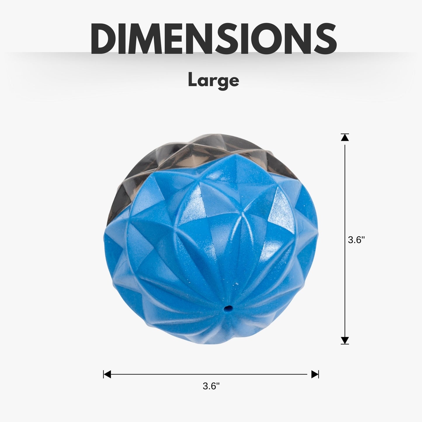 Large geometric dog chew toy in blue and black with a textured surface for chewing fun
