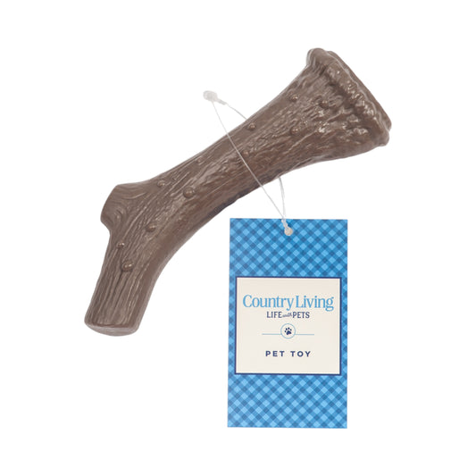 American Pet Supplies nylon antler dog chew toy resembling a brown antler with a blue Country Living tag