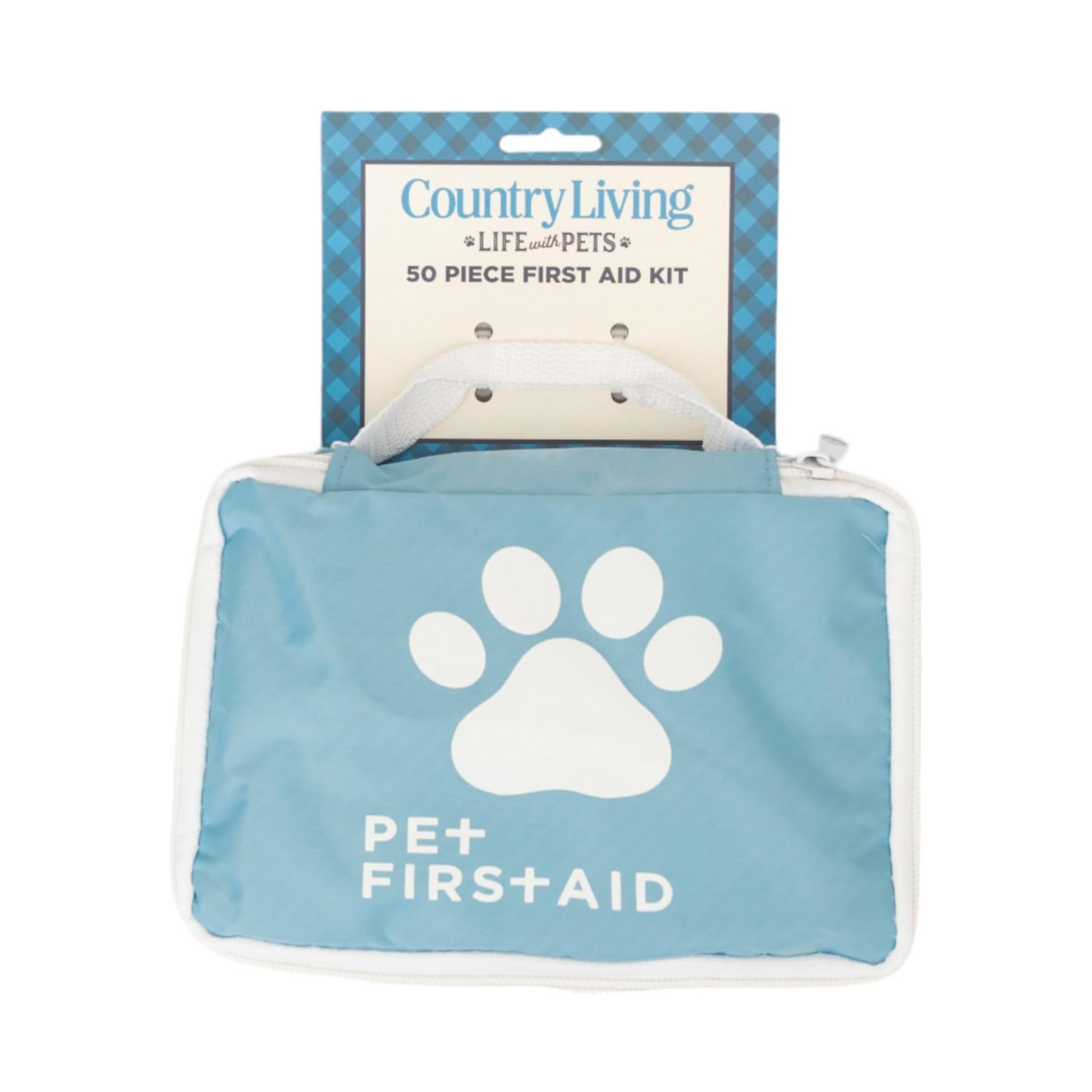 American Pet Supplies pet travel first aid kit with blue case and white paw print for pet emergencies