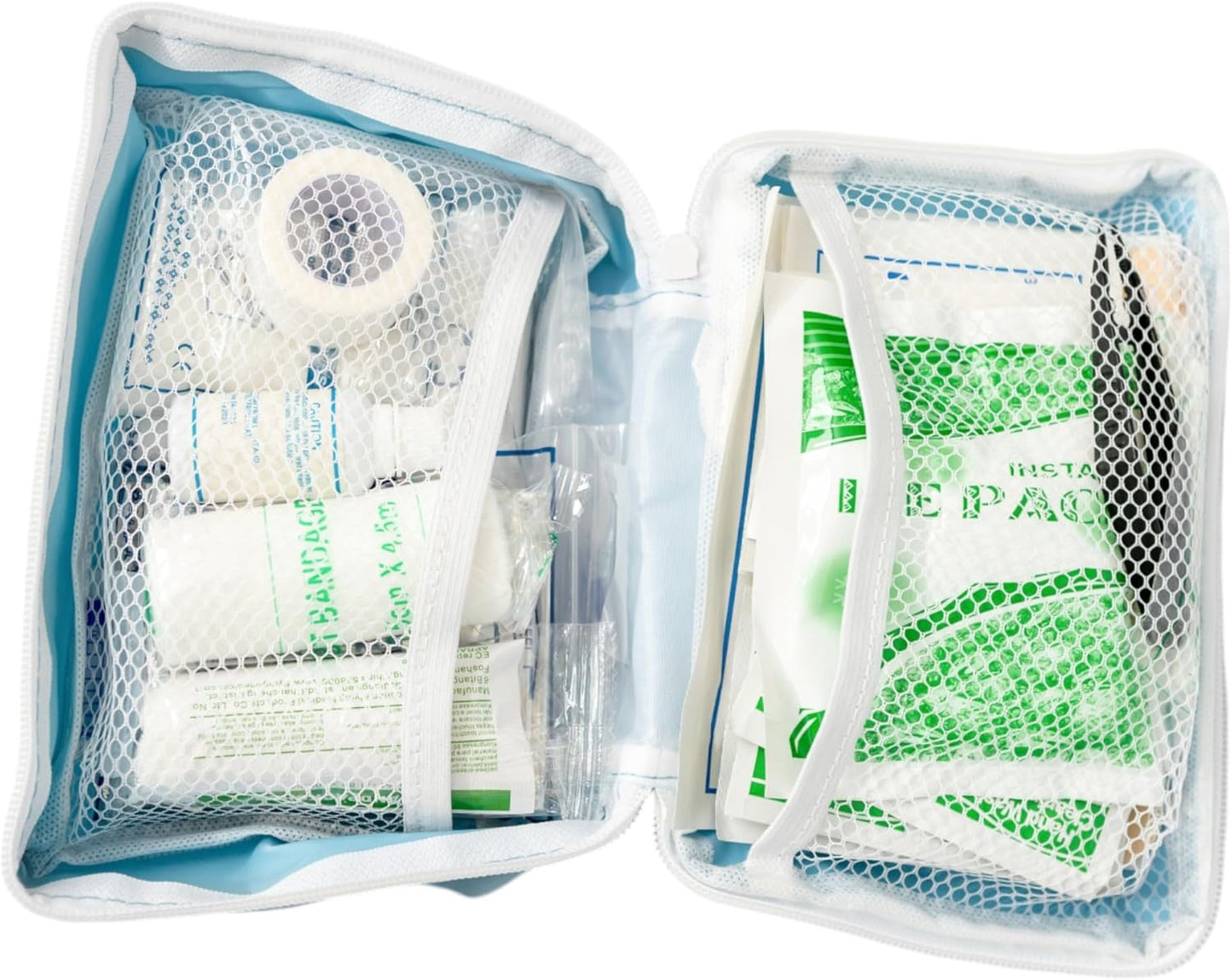 American Pet Supplies pet travel first aid kit with bandages and medical supplies in white mesh pouch