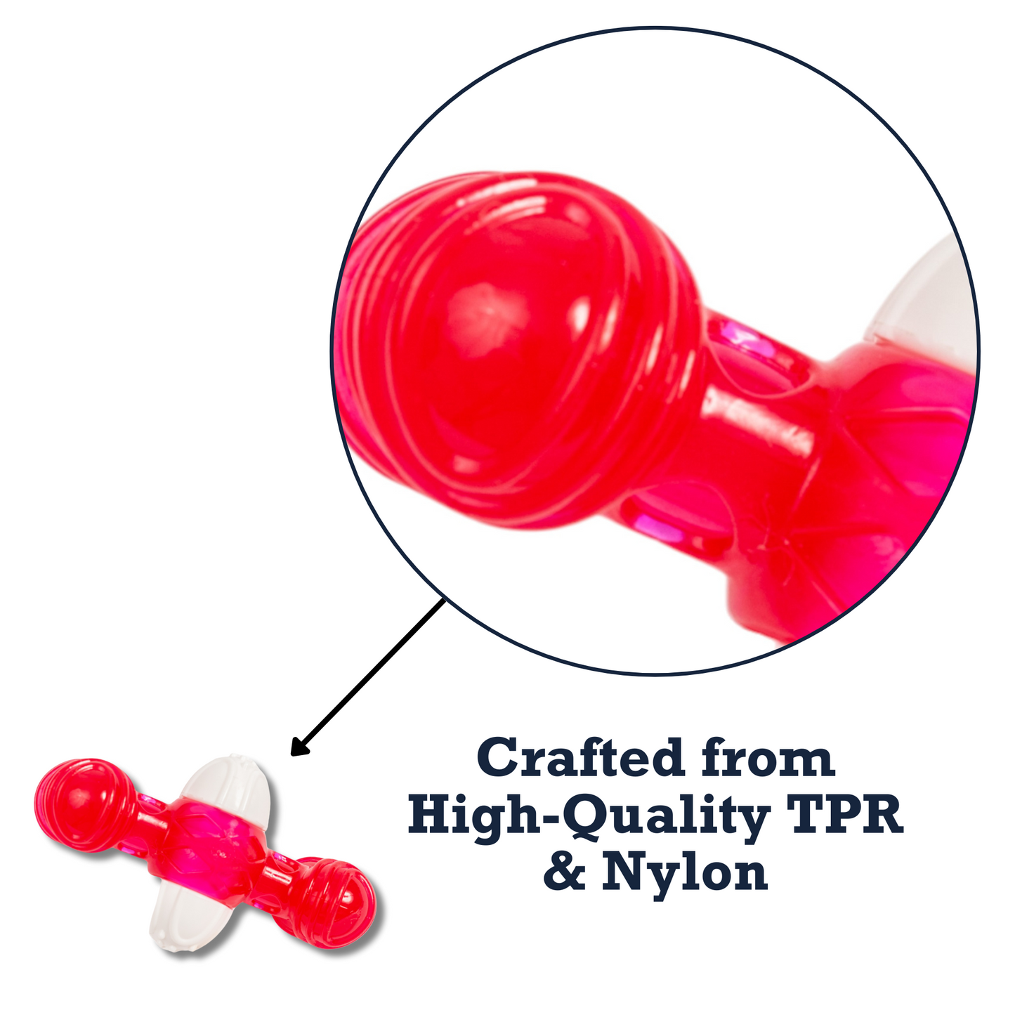 Quacking bone dog chew toy made from high-quality TPR and nylon for durable playtime fun