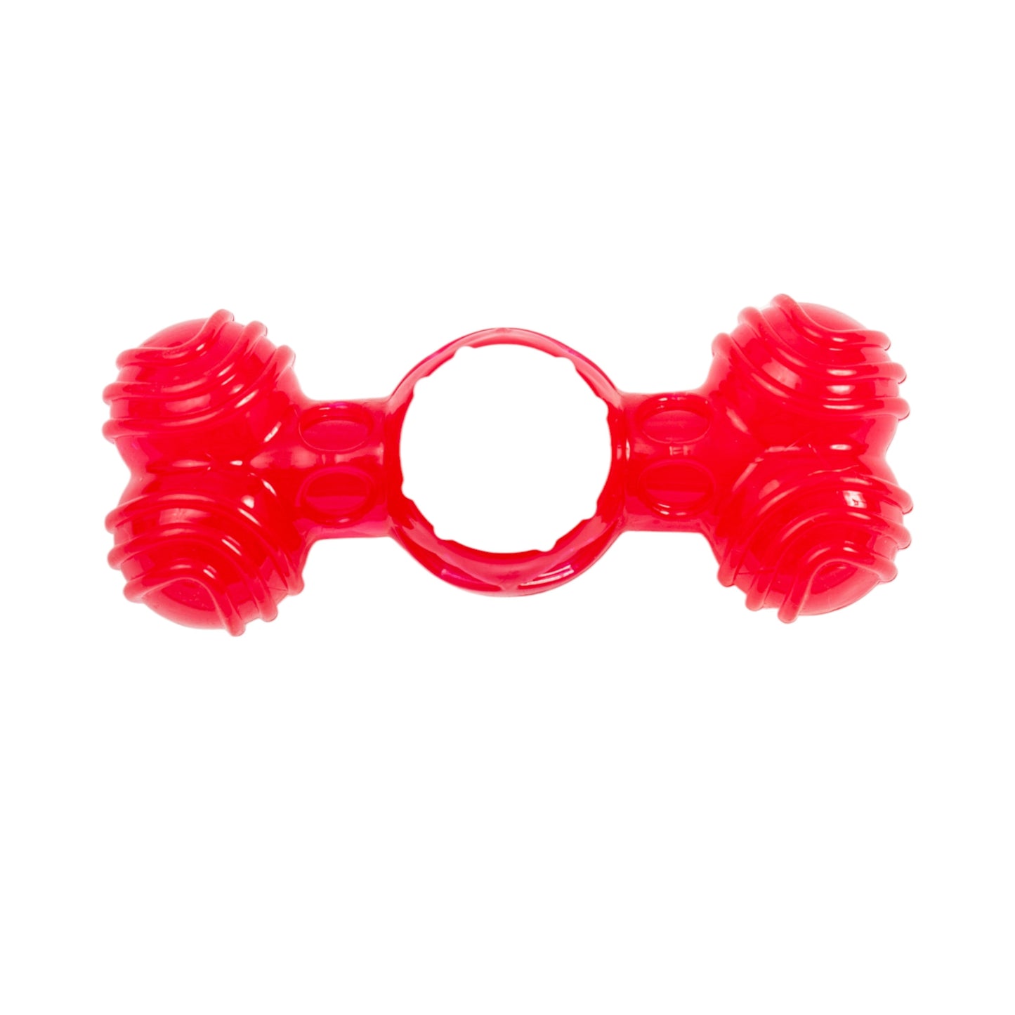 Bright red quacking bone dog chew toy designed for fun and durability for your pet