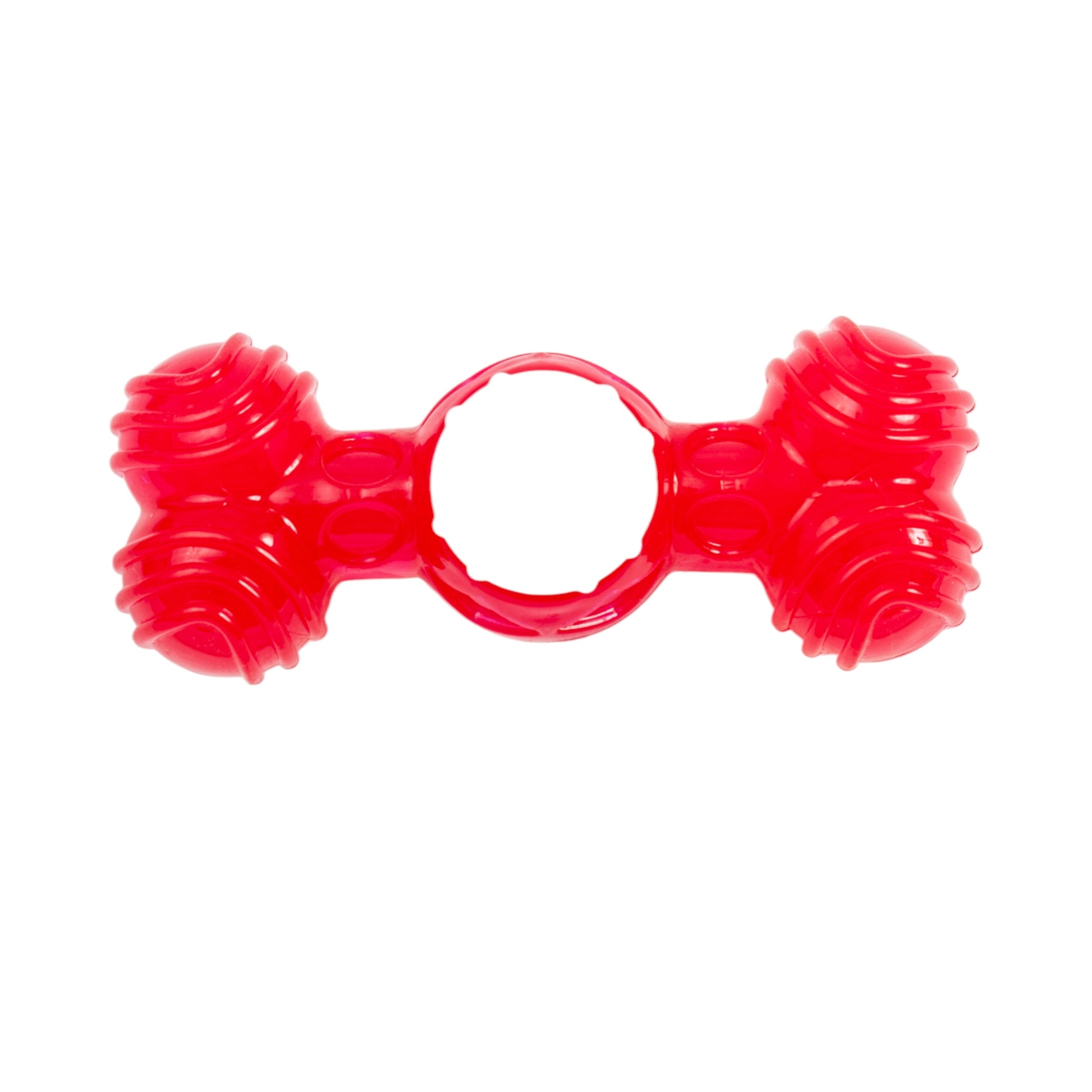 Bright red quacking bone dog chew toy designed for fun and durability for your pet