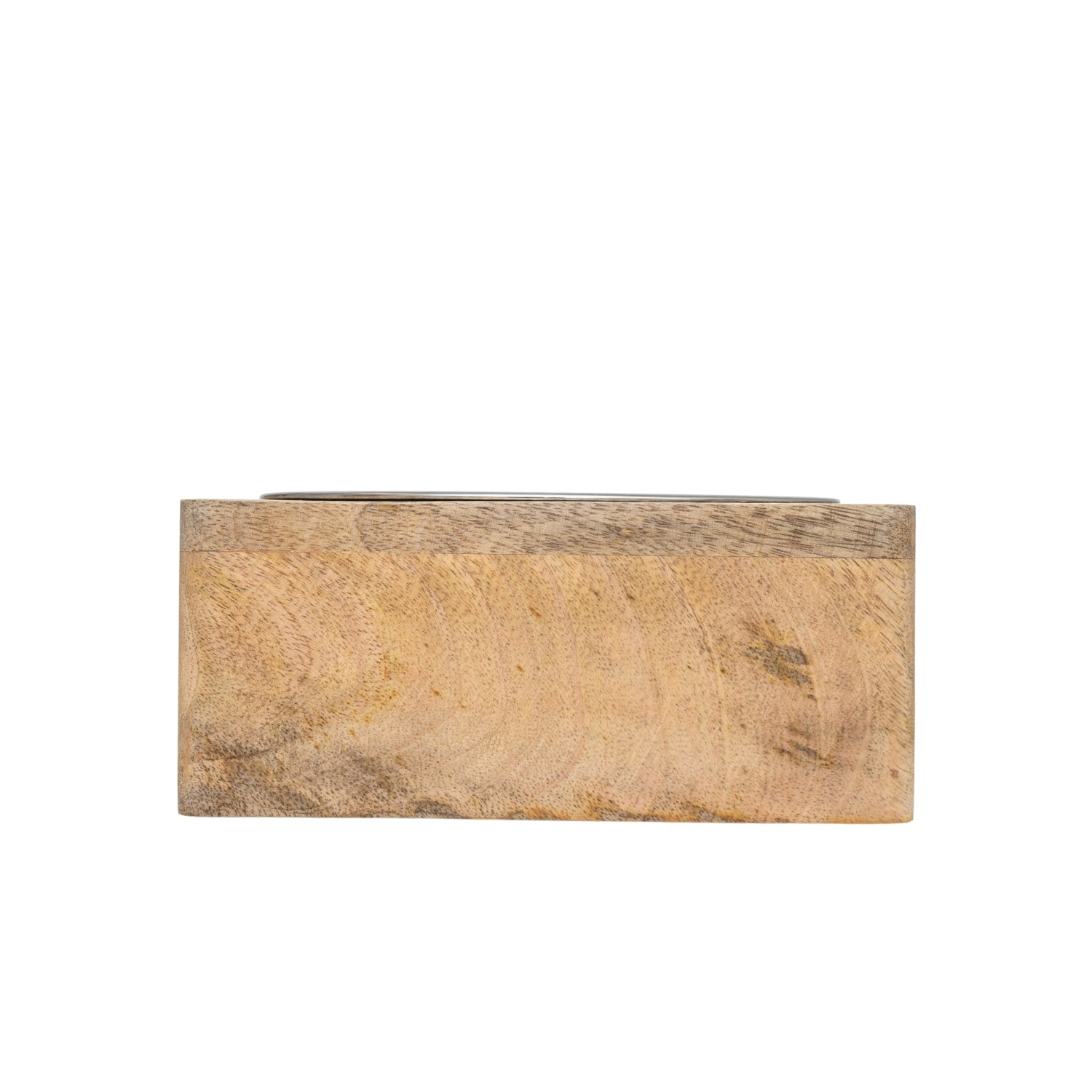 American Pet Supplies stainless steel dog bowl with wood holder made of natural mangowood