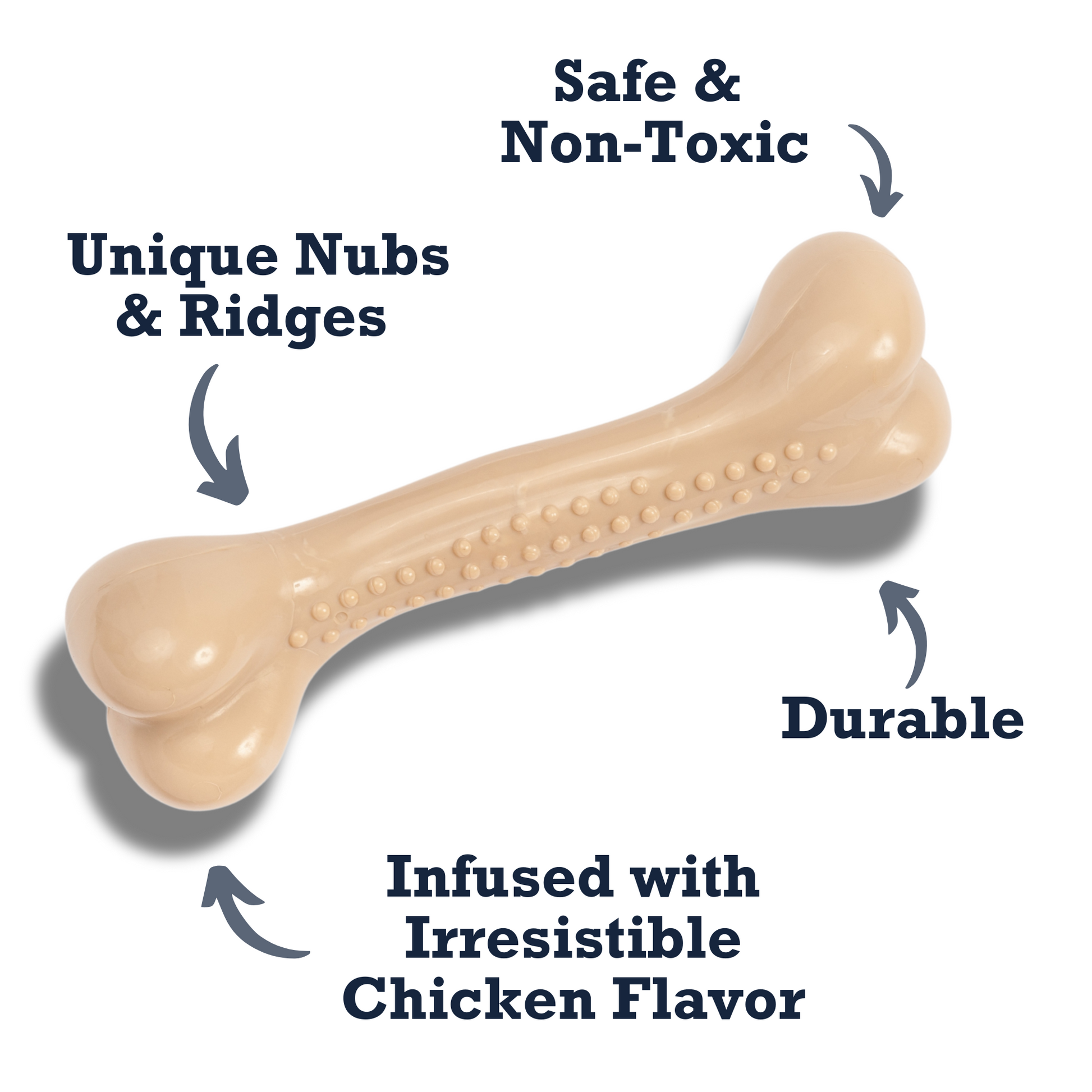 American Pet Supplies durable chicken flavored dog chew bone with unique nubs and ridges safe and non toxic