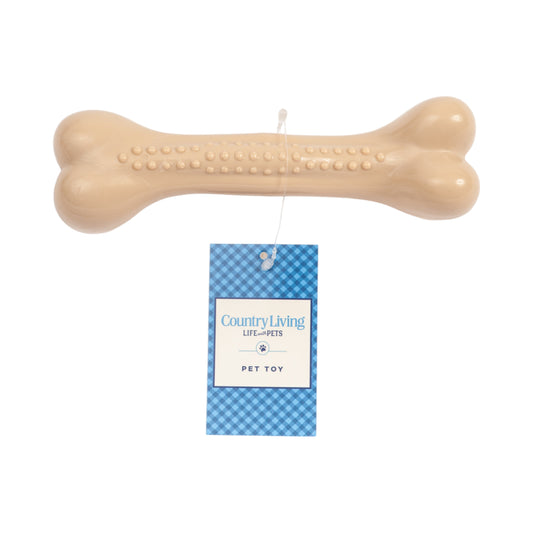American Pet Supplies chicken flavored dog chew bone in light tan with textured surface and blue tag