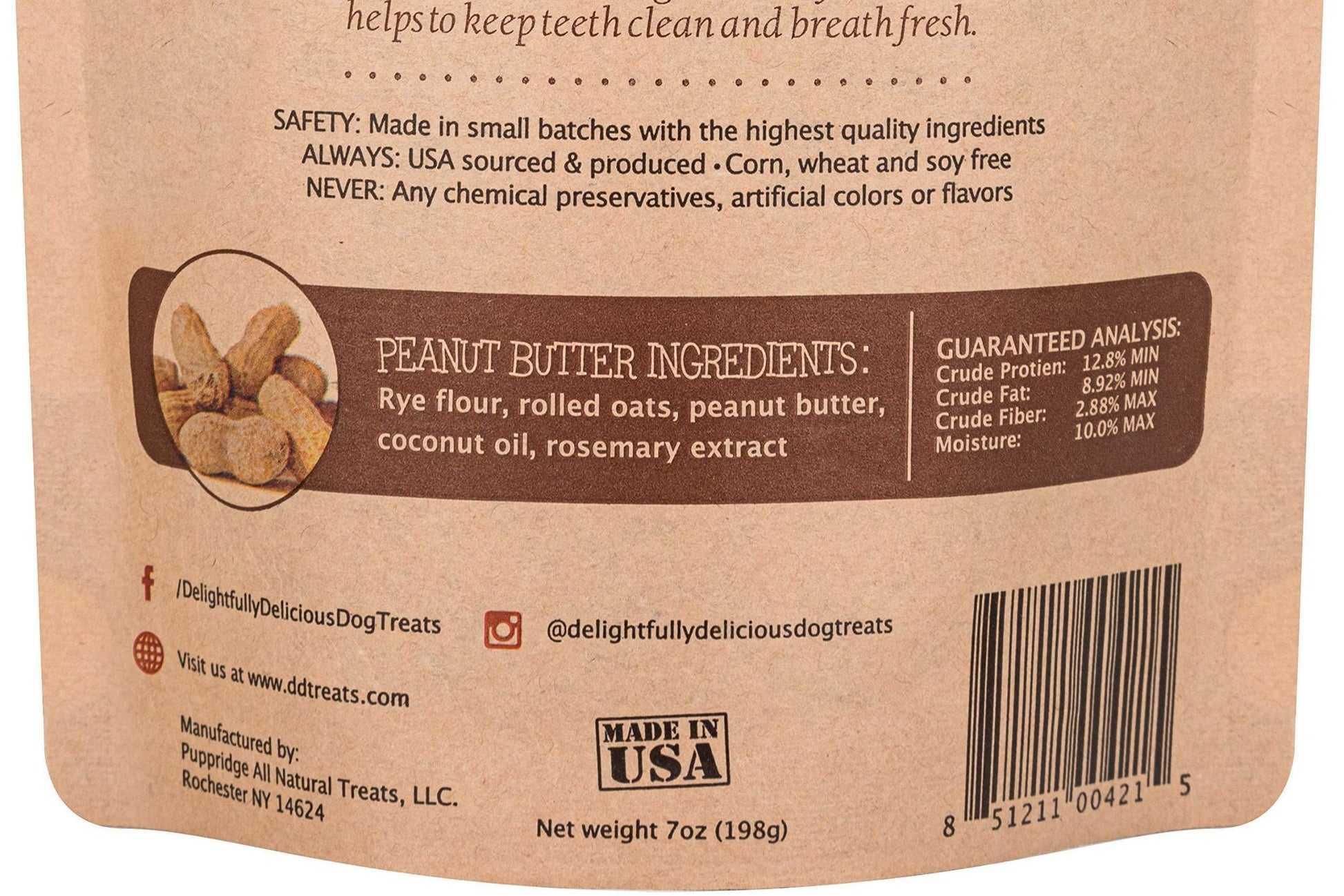 All natural dog treats USA peanut butter ingredients with no preservatives or artificial flavors