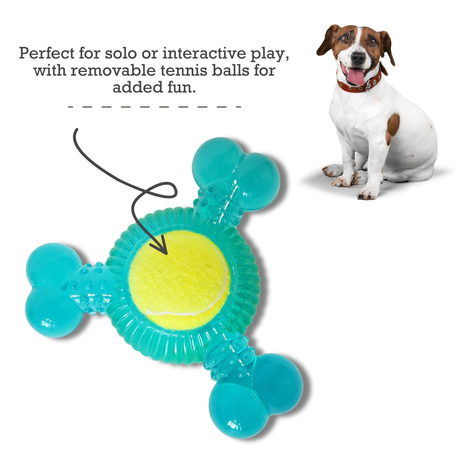TPR Tennis Ball Dog Chew Toy with squeaker and tennis ball for interactive play