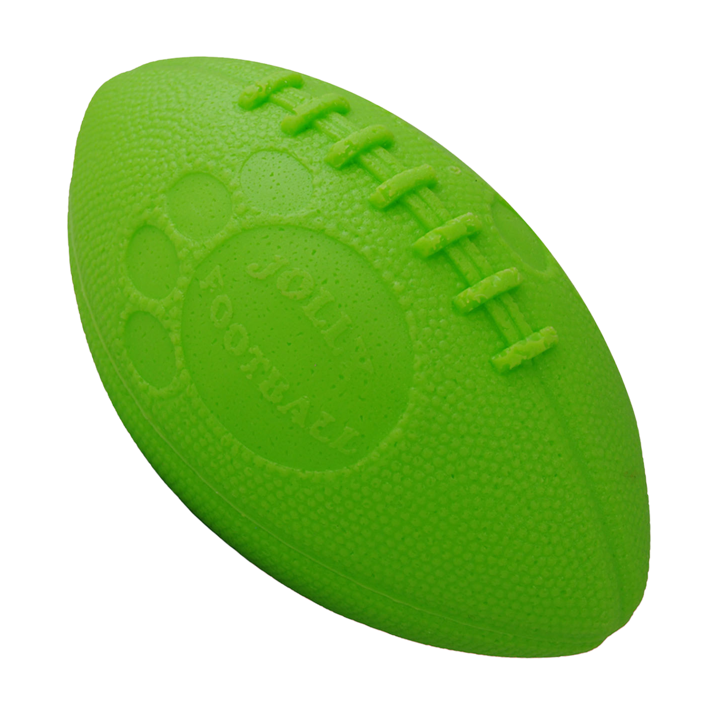 Jolly Pets bright green dog football toy designed for interactive play and safe chewing