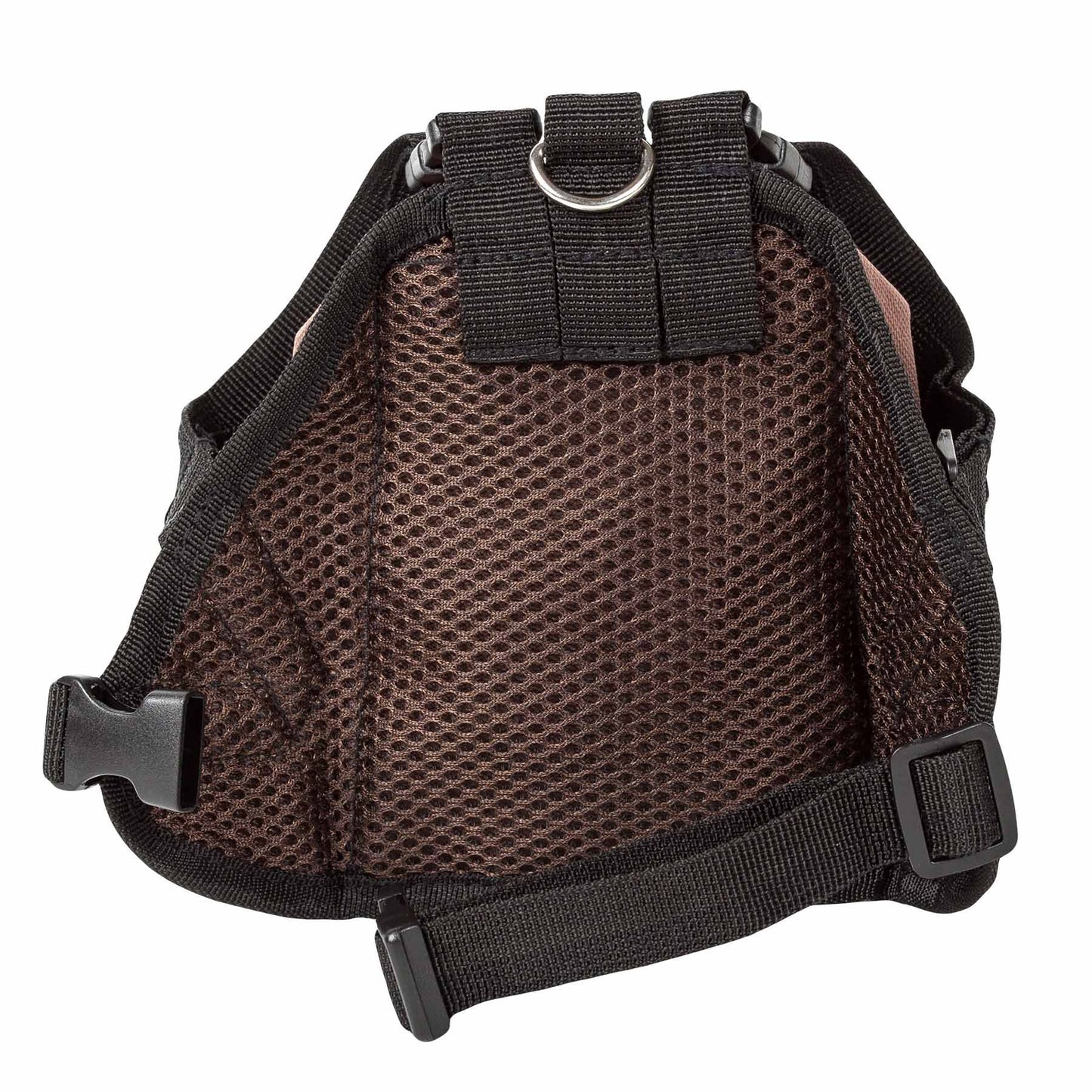 Brown breathable mesh dog harness backpack with pockets and adjustable straps from PawCounter.com