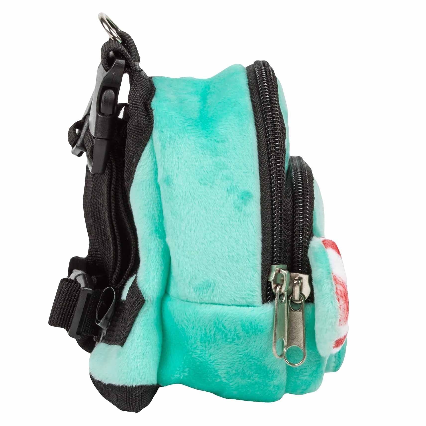 Blue soft plush dog harness backpack with pockets and adjustable black straps from PawCounter.com