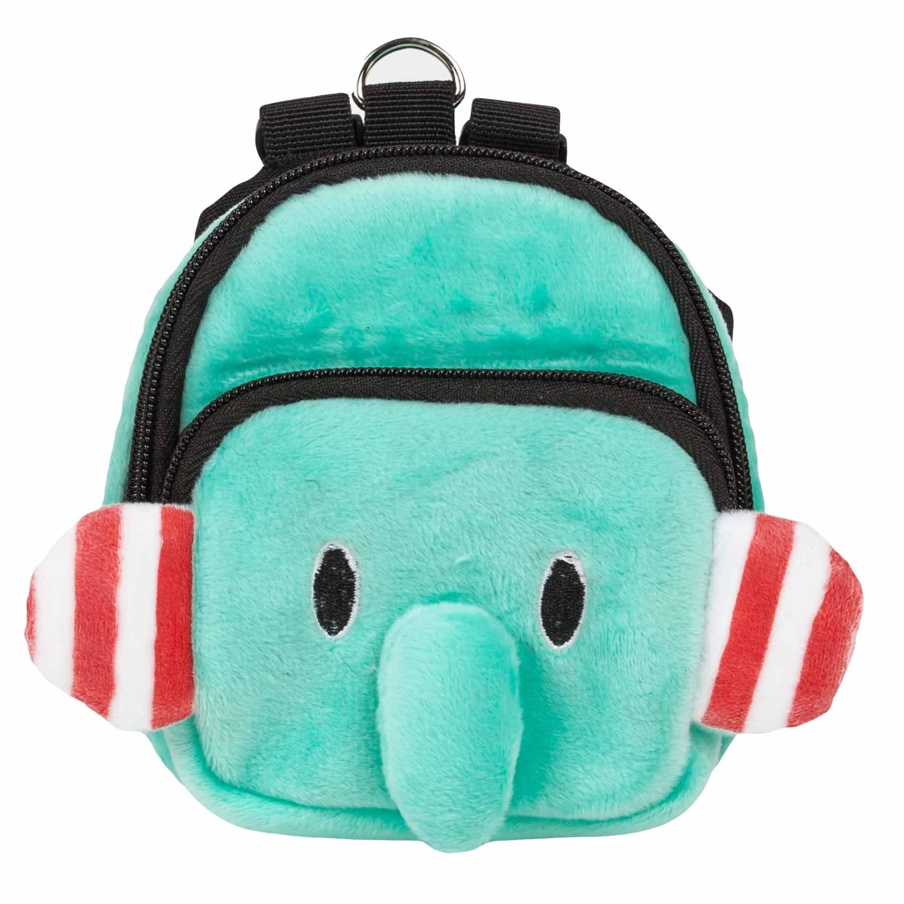 PawCounter.com dog harness backpack with pockets in plush elephant design for small dogs