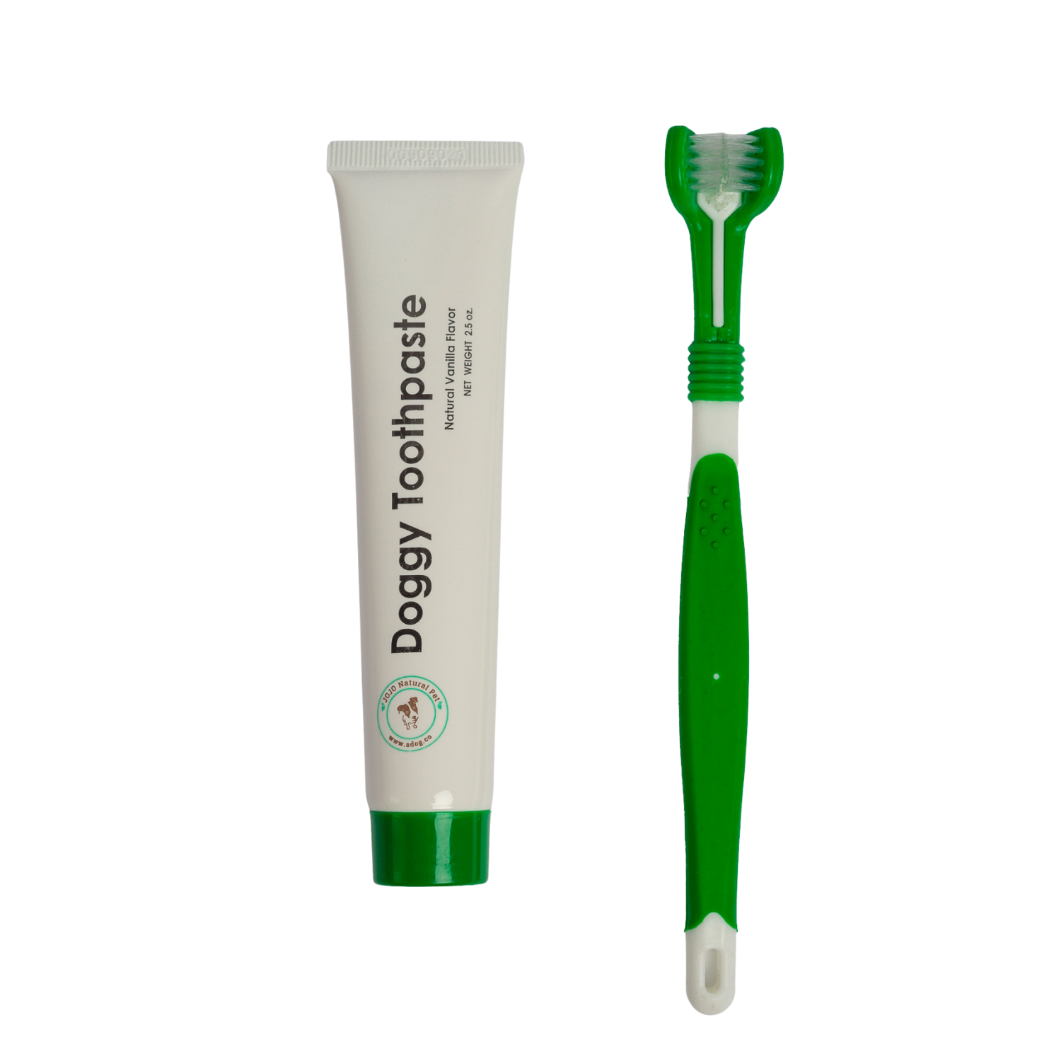 American Pet Supplies dog toothbrush and toothpaste kit with green toothbrush and doggy toothpaste tube
